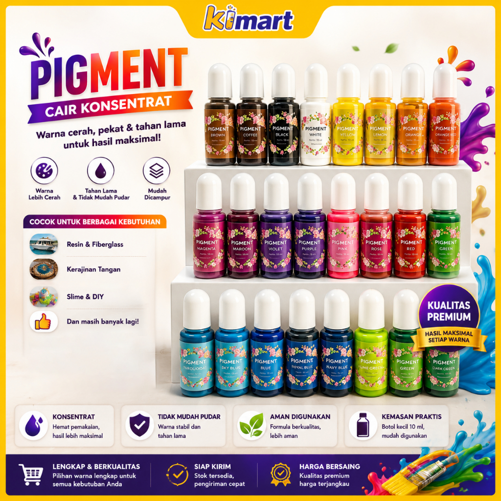 Pigmen Resin Cair 10ml 24 Warna | Liquid Resin Colorant Pewarna Epoxy UV Resin