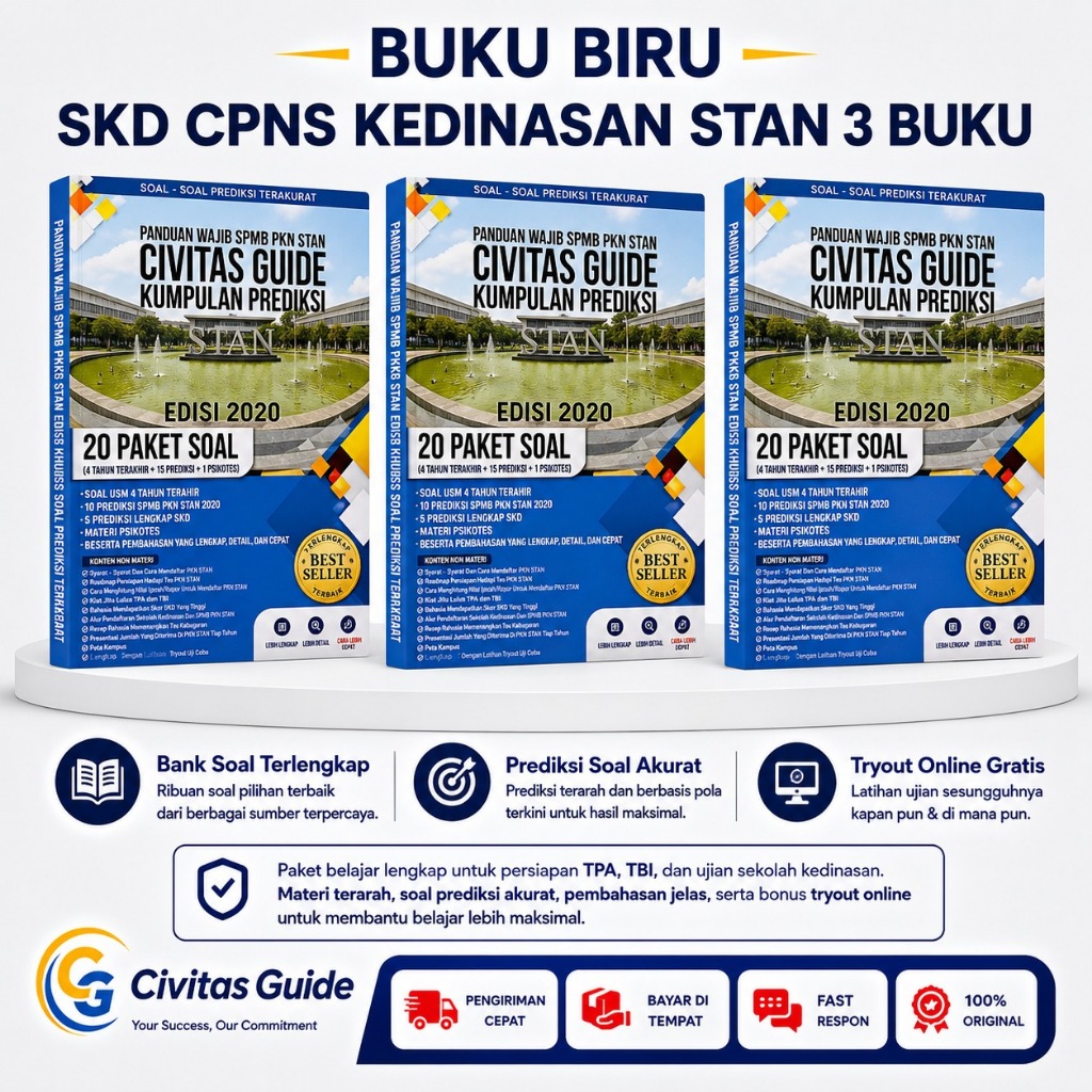 BUKU BIRU SKD CPNS KEDINASAN TPA TBI STAN 3 BUKU