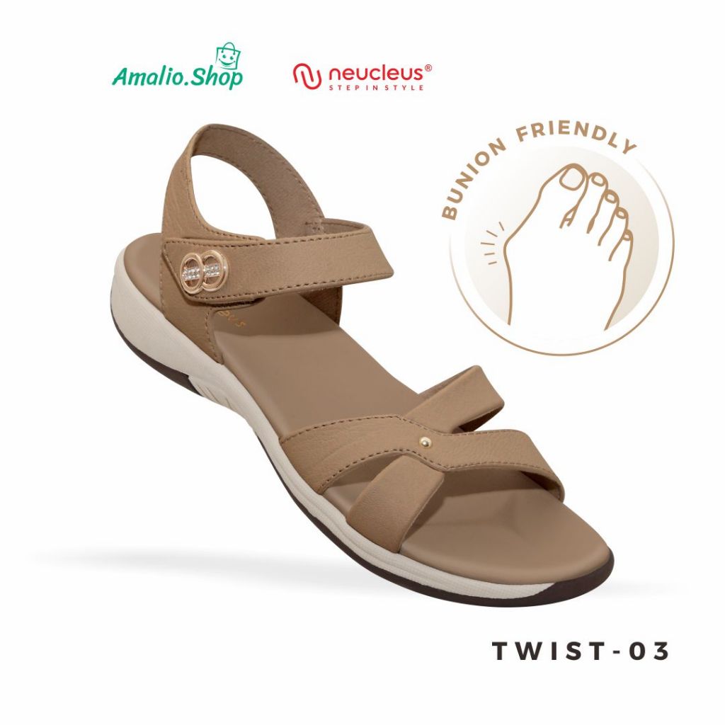 Sandal Wanita Neucleus TWIST - 3  Rekomended untuk Kaki Bunion, Kualitas Premium, Sol Empuk ,Tidak L