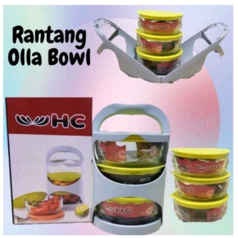 RANTANG KACA KOREA / RANTANG MANGKOK KACA OLLA BOWL / RANTANG SERBAGUNA 3 IN1 isi 3pcs