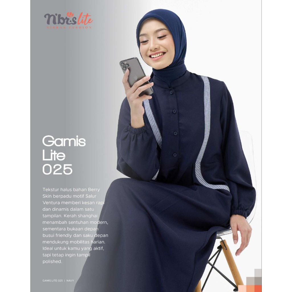 GAMIS NIBRAS LITE 025 Terbaru Bahan Berry Skin Mix Salur Ventura Baju Gamis Wanita Dewasa Busui Frie