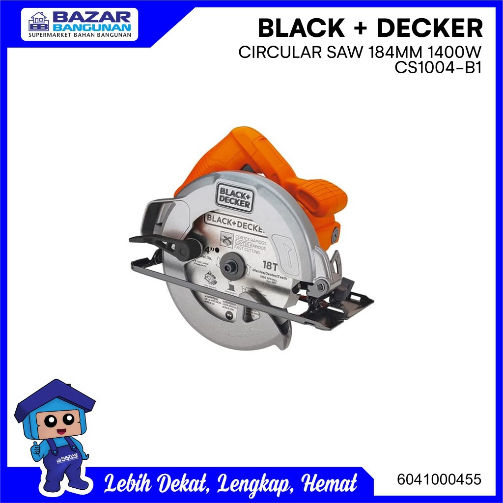 Black+Decker - Mesin Gergaji Potong Kayu / Circular Circle Saw Cs1004-b1