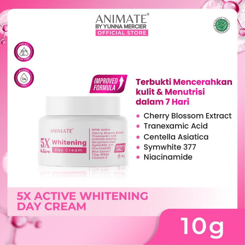 [COD] ANIMATE Day Cream 5x Active Whitening 10gr - Krim Siang Pencerah Wajah Aman untuk Semua Jenis 