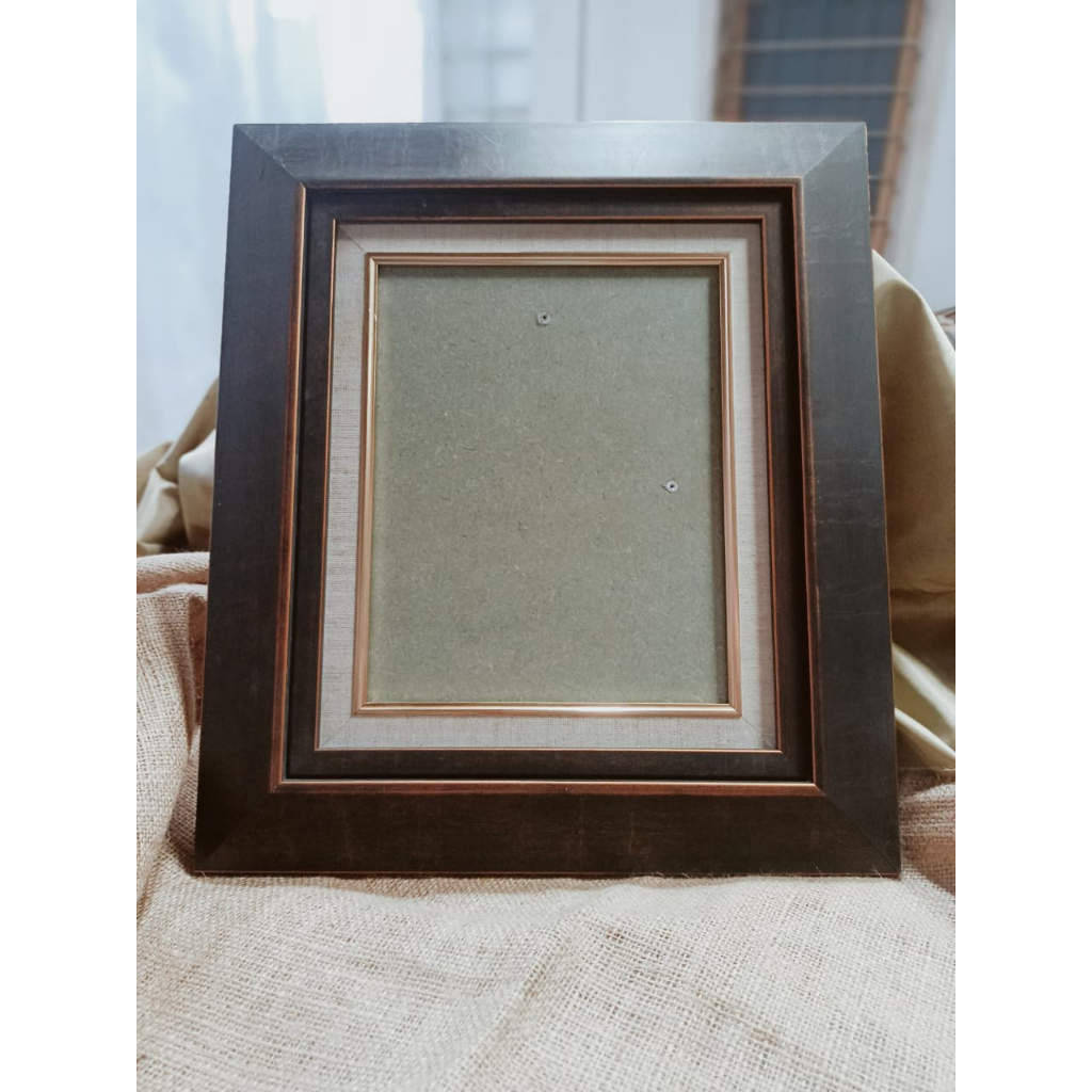 S.A.Frame | Bingkai Foto/Pigura Kayu Tembaga Profil Double Frame Linen 8R