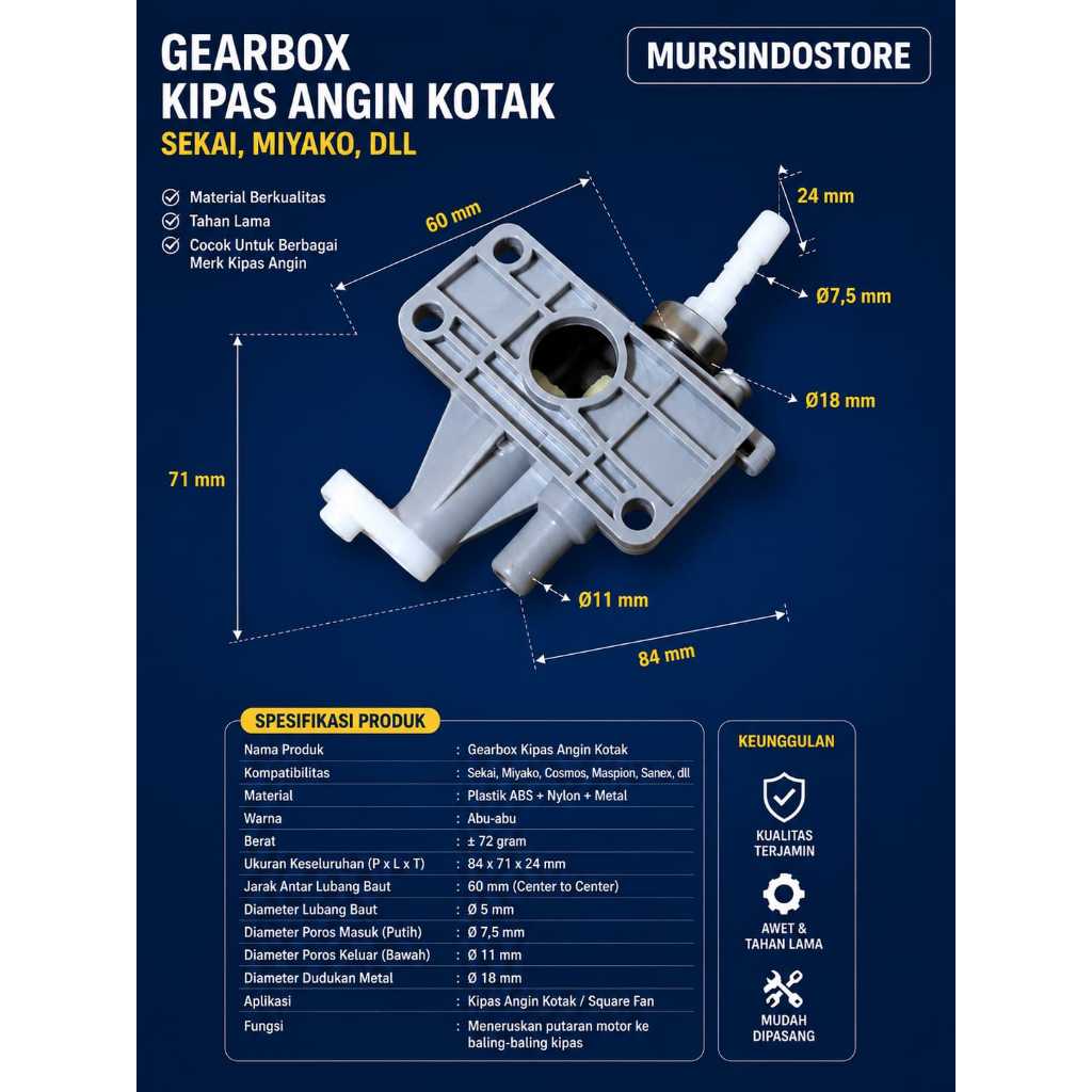 GEARBOX KIPAS ANGIN KOTAK/  GEARBOX KIPAS ANGIN KOTAK