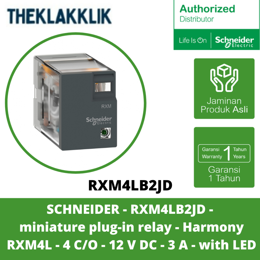SCHNEIDER - RXM4LB2JD - Miniature relay 3A 4CO LED 12V DC