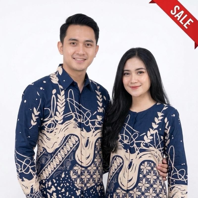 Dress tunik batik katun cap lukis Habibi batik lapisan puring krikot halus