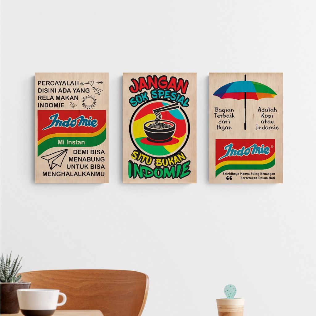 Hiasan Dinding Dapur Pajangan Poster Kayu Quotes Indomie
