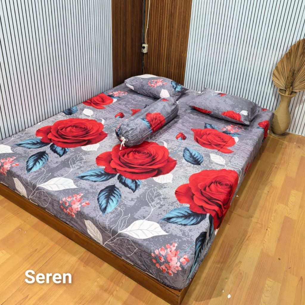 Sprei 150x200 double karet/sprei anti geser 150x200x20 150x200x30 150x200x40/ motif bunga