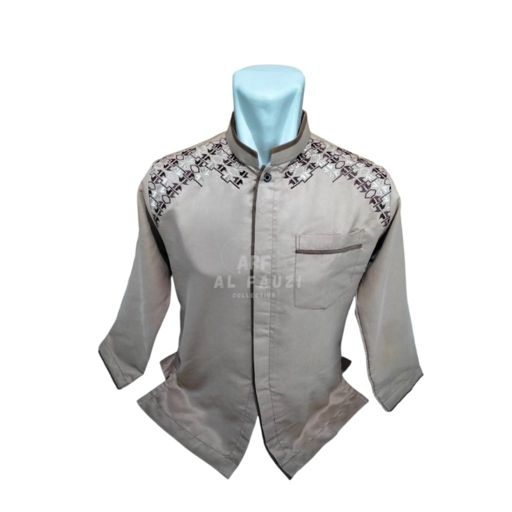 AL FAUZI Baju Koko Pria Dewasa Lengan Panjang Katun Toyobo Motif Bordir Fashion Muslim Pria
