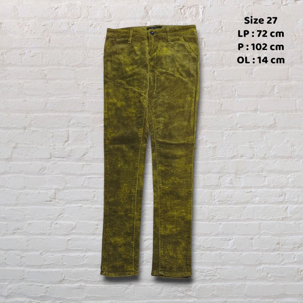 Size 27 Celana Panjang Longpants Corduroy Johnbull Yelow Gold Skinny Second Preloved #CJ171A
