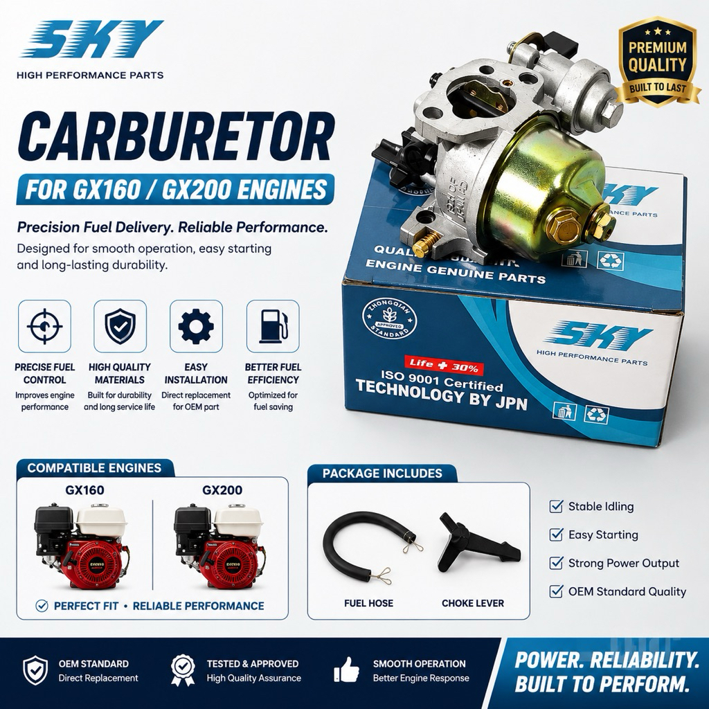 SKY Carburator Karburator Carbulator GX160 GX200 Alkon (2Tabung) honda loncin