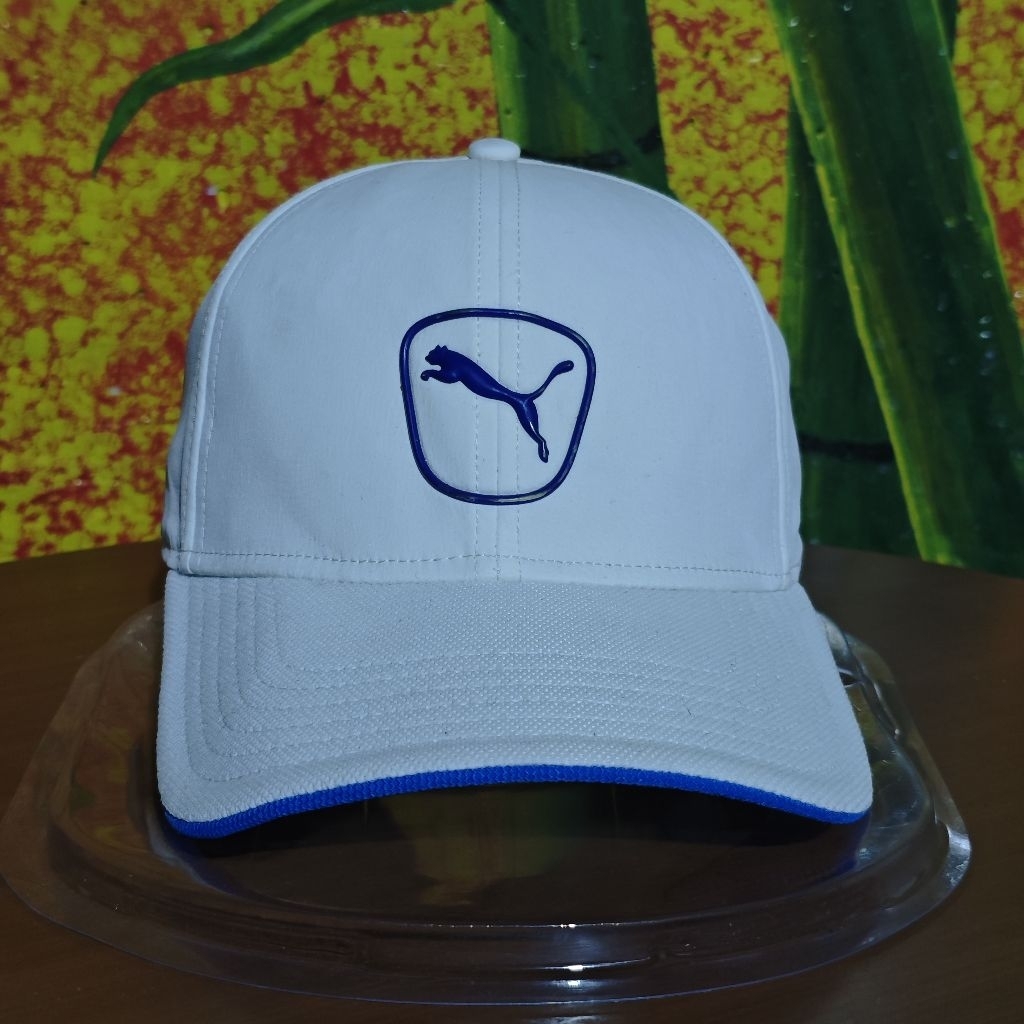Topi PUMA Putih Lingkar Biru - Puma Golf Casual Baseball Cap Adjustable Strap