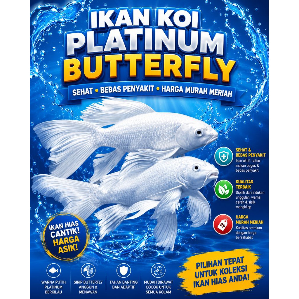 ikan koi platinum butterfly 30-35cm top real video