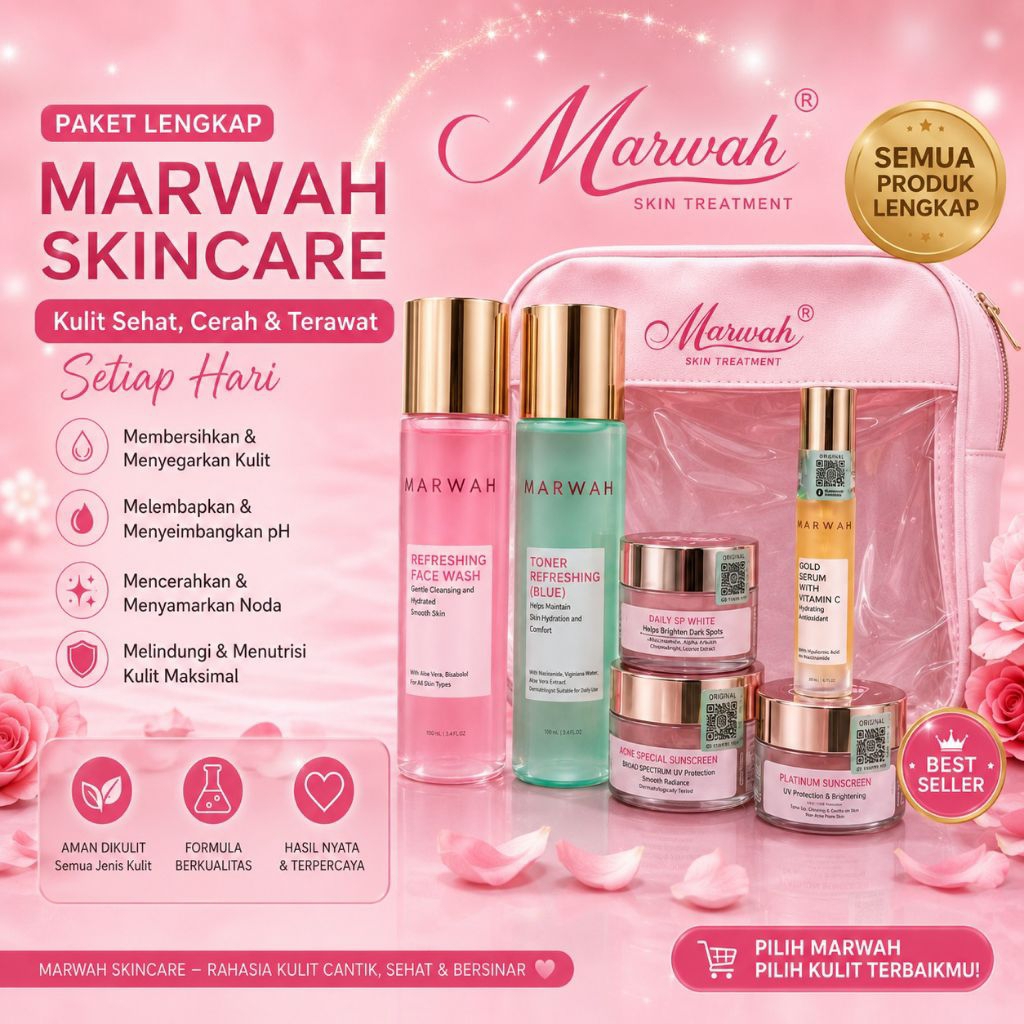 semua paket MARWAH SKINCARE KEMASAN BARU diamond bright, platinum, anti aging, aging teatree, aging 