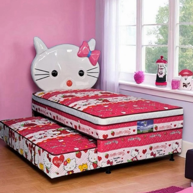 set springbed 2in1 sorong premier spring bed kasur susun tempat tidur anak kitty