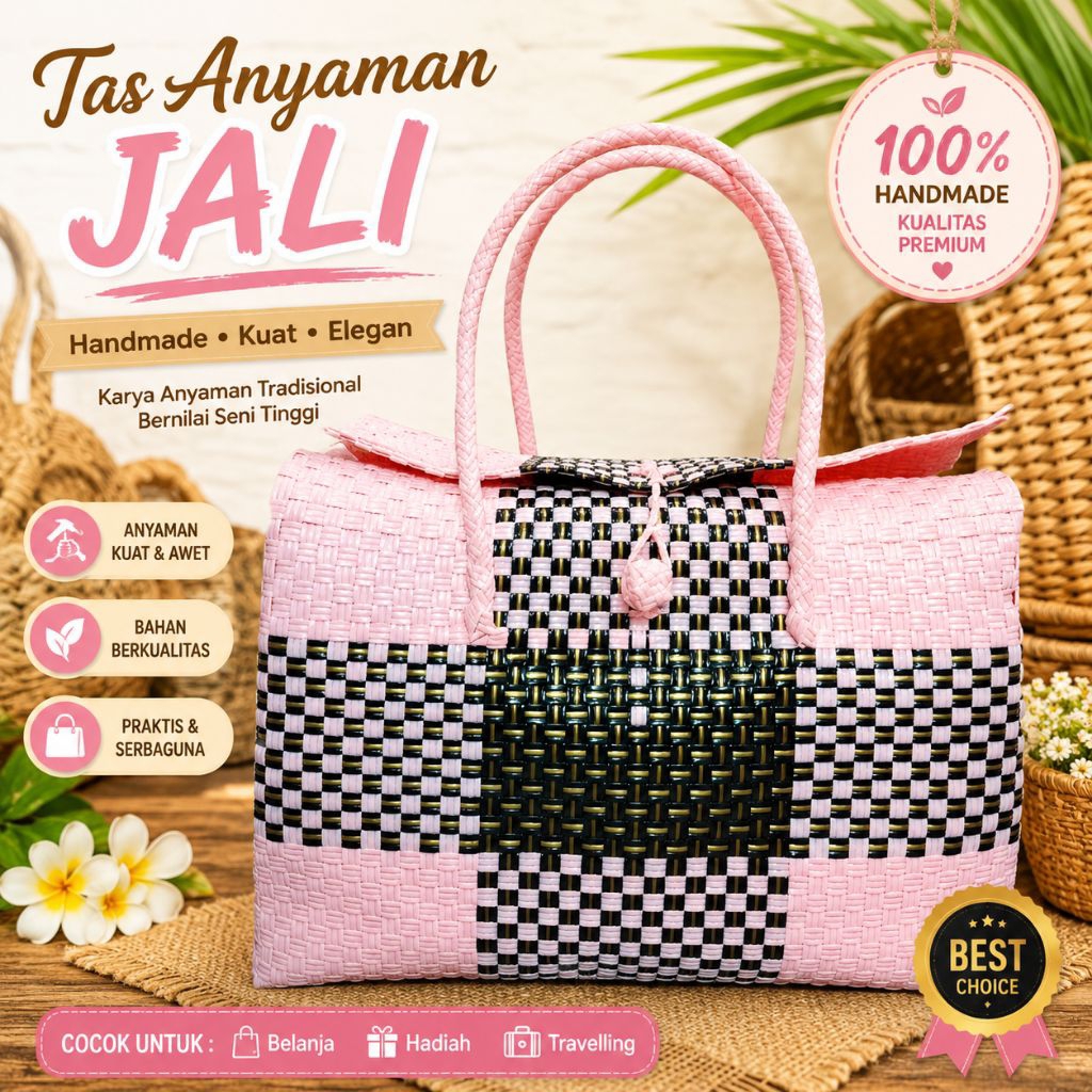 tas anyaman plastik - tas jali premium besar - tas wanita jali