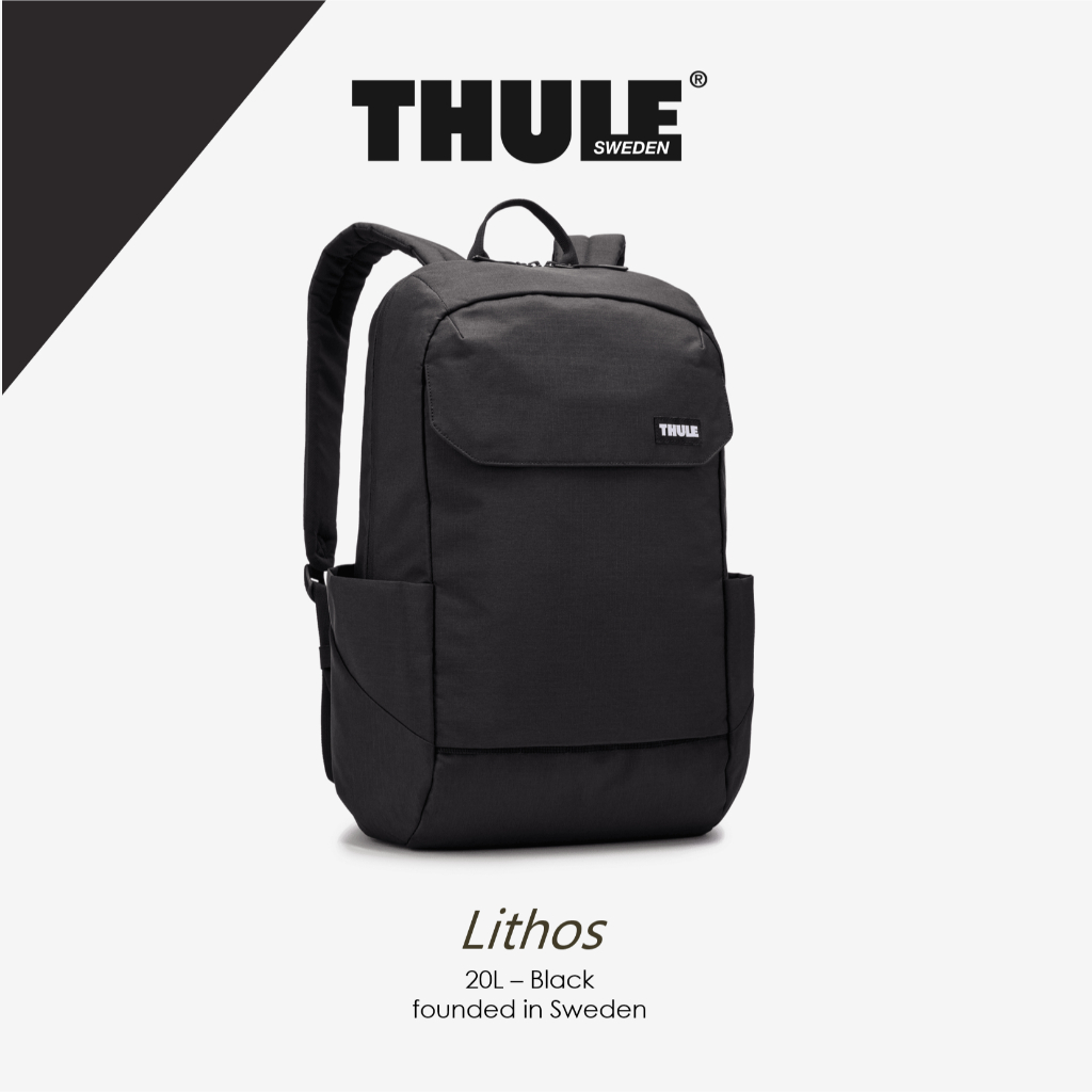 THULE Lithos Backpack 20L Black Original – Tas Ransel Laptop Premium Ringan Anti Air Tahan Lama