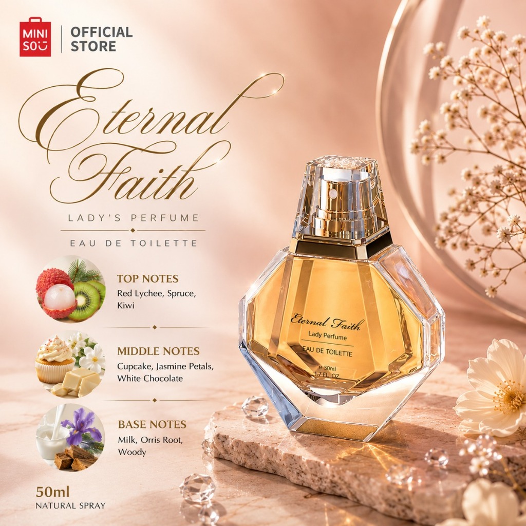 Miniso Official Parfum Wanita Eternal Faith Lady Perfume Isi 50ml Parfum untuk Pasangan Valentine Ka