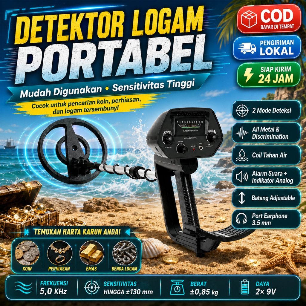 MD-5080 Detektor Logam Emas Metal Detector Dalam Tanah Alat Pendeteksi Logam Bawah Metal Gold Detect