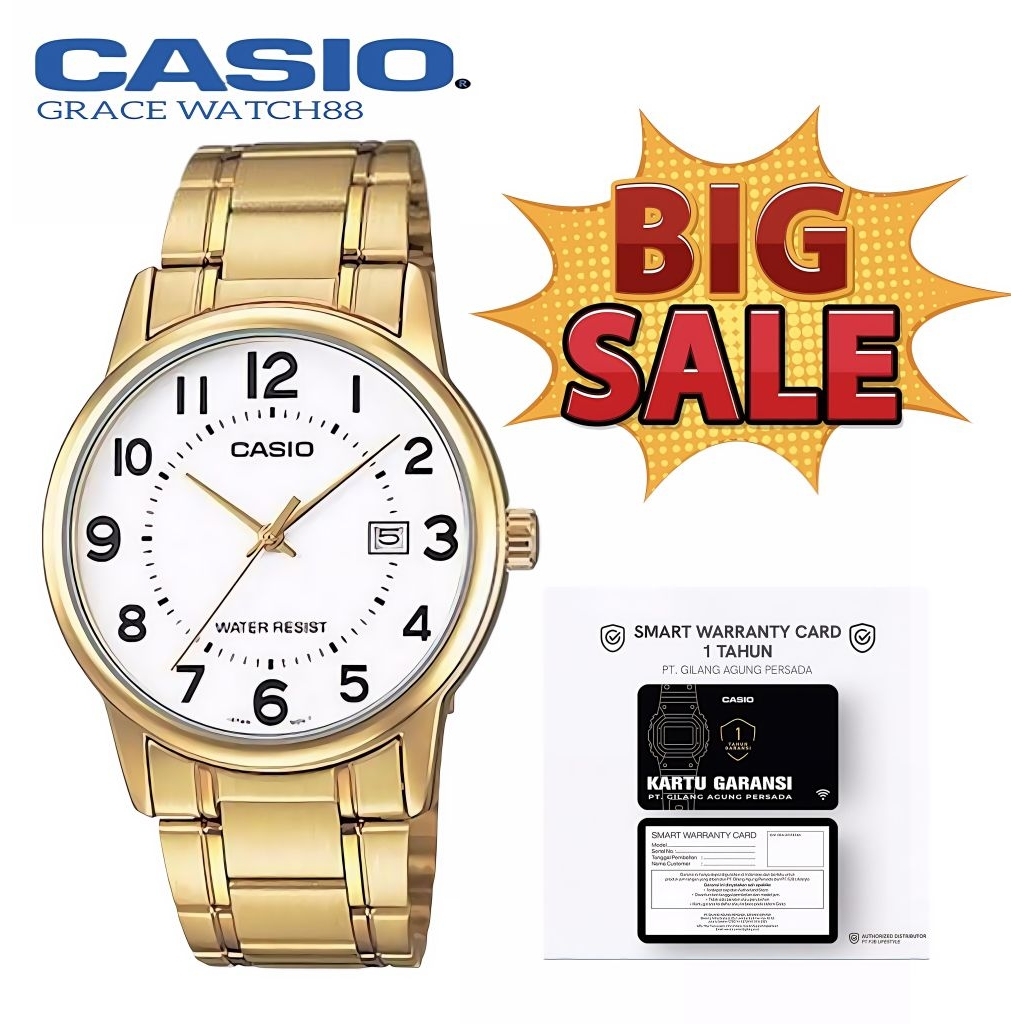 Promo Sale Jam Tangan Pria Casio original Mtp-v002g-7budf Casio original jam tangan pria mtp-v002