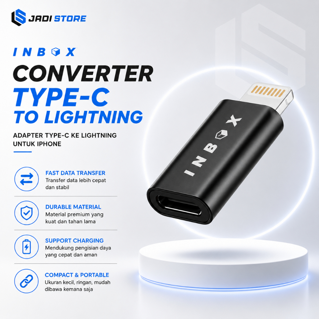 INBOX Converter Type C to Lightning Iphone Adapter Type-C Tipe C ke Lightning Iphone Pendek Konektor