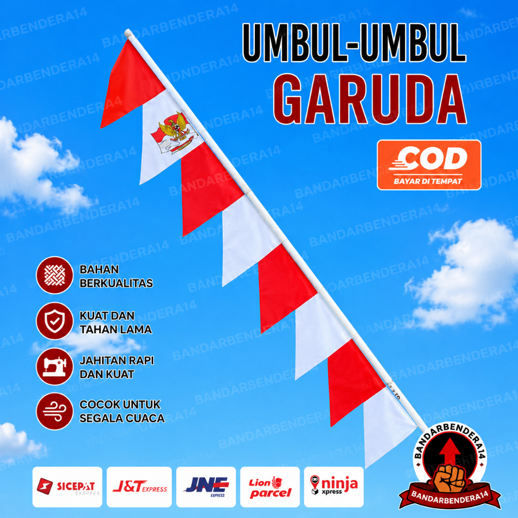 Umbul Umbul Merah Putih Garuda Gergaji Warna Warni Kain