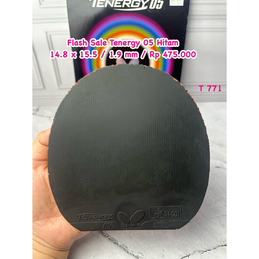 SECOND BET BAT BAD KARET PINGPONG TENIS MEJA BUTTERFLY TENERGY 05 HITAM ORIGINAL MARKET JEPANG