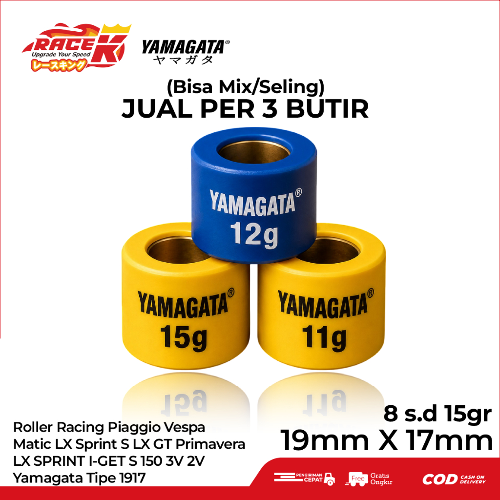 Yamagata Roller Piaggio Vespa Sprint S LX Primavera GTS LXV Liberty IGet S 2V 3V 150 3 Butir Tipe 19