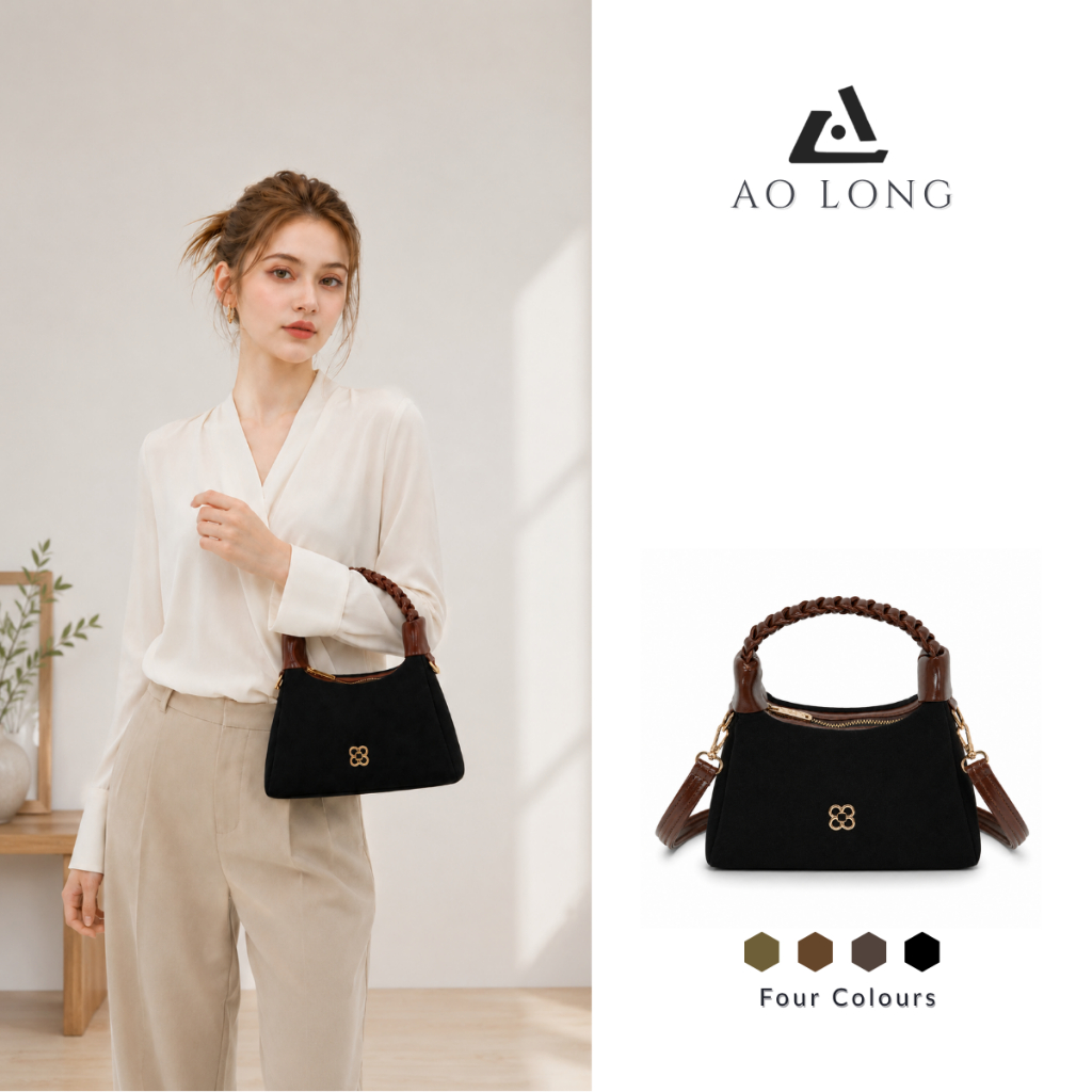 AOLONG Tas Selempang Wanita NOILYN DK8004 Sling Bag Casual Bahan Suede