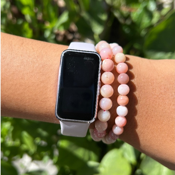 Gelang Natural Pink Opal 6mm & 8mm | Gelang Kristal Pink Opal Asli Beads Polished Elastic Bracelet