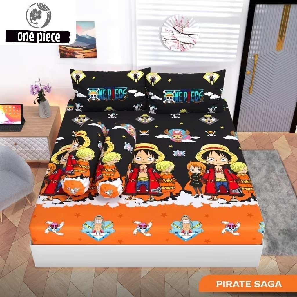 SPREI KARET KATUN PREMIUM 90/100/120/140/160/180/200 Motif anime one piece pirate saga
