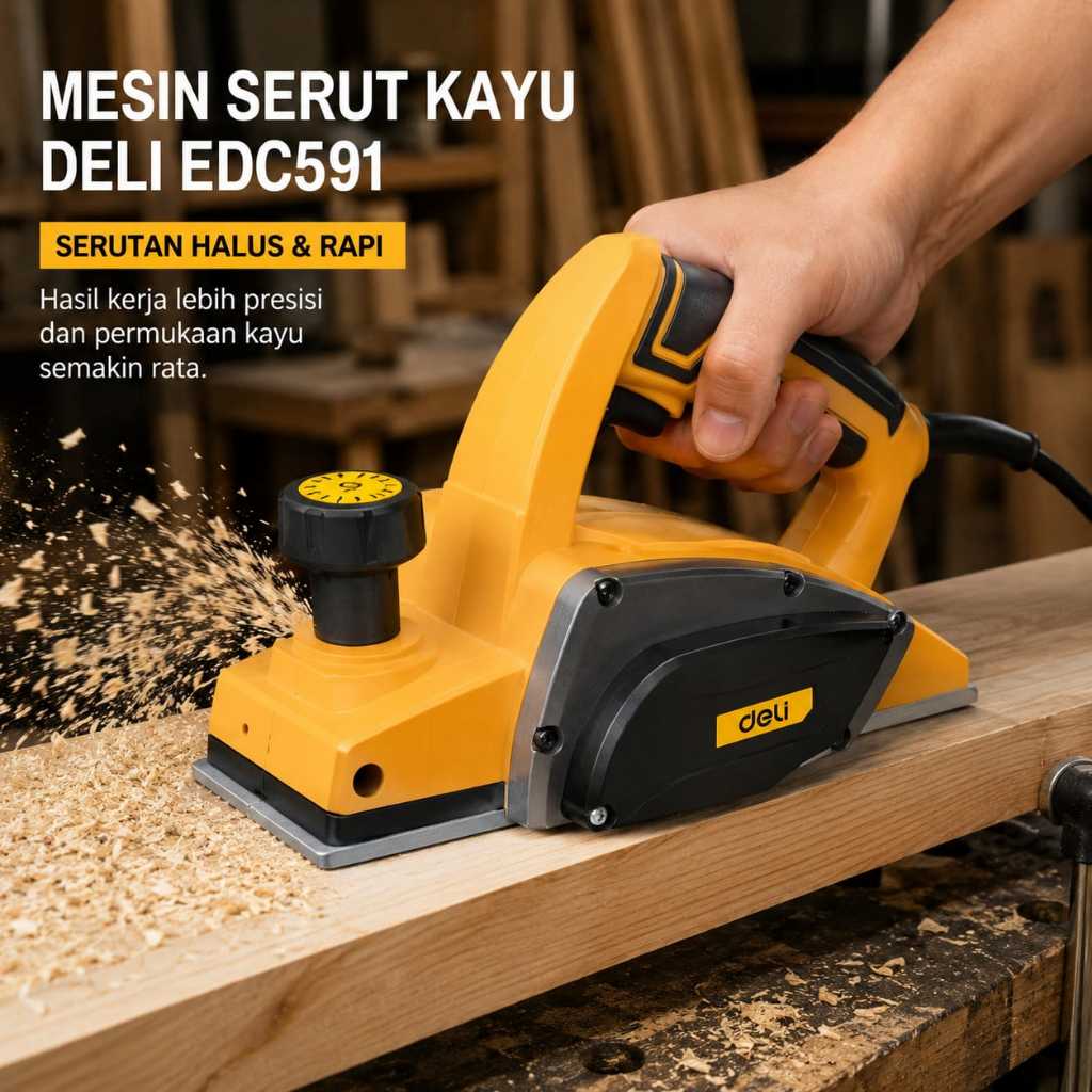 DELI Mesin Serut Kayu Listrik EDC591 580W Planer Elektrik 82mm Ketam kayu Portable Original/ Mesin P