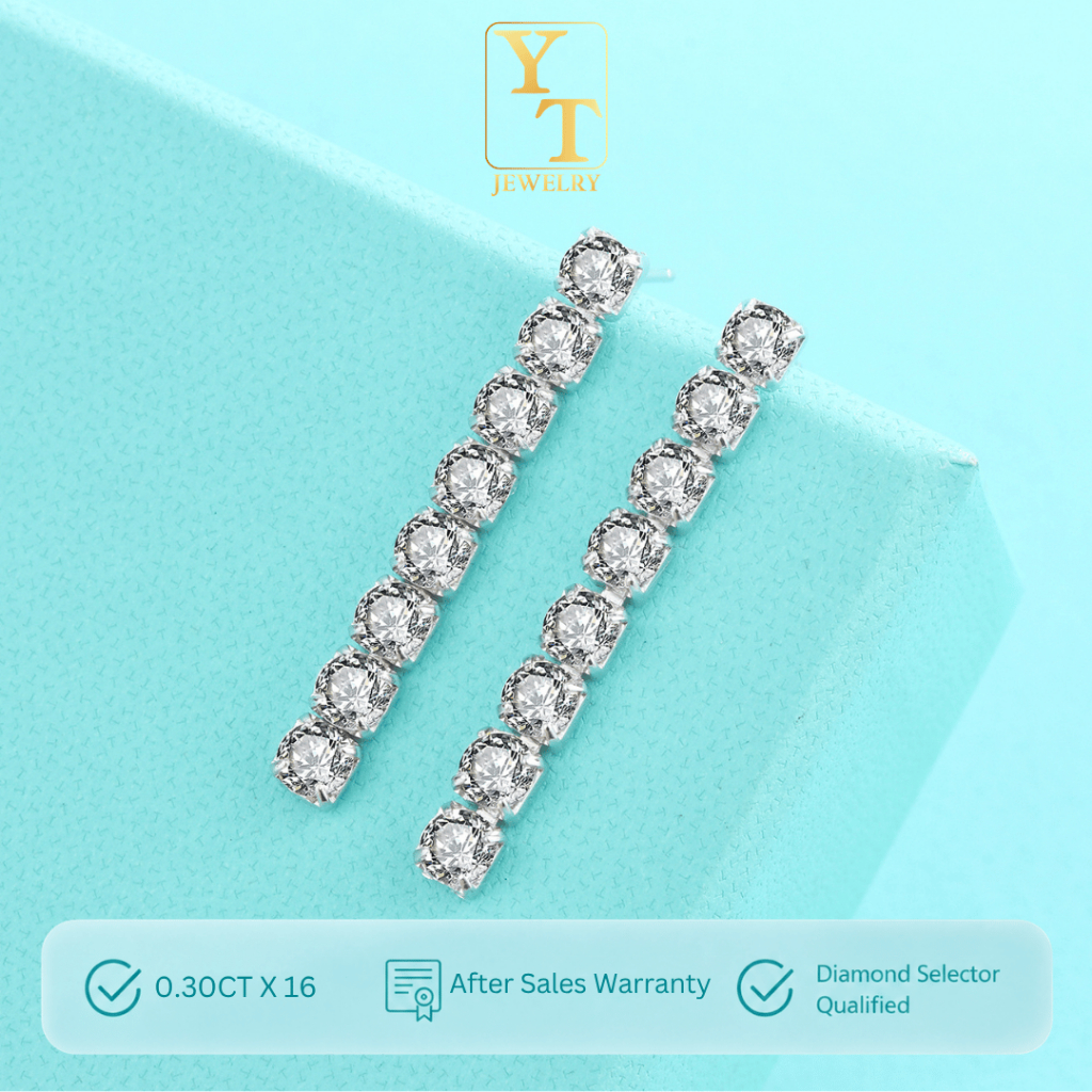 YT JEWELRY - Anting Batu Moissanite Lapis Emas - Echidna Moissanite Earrings