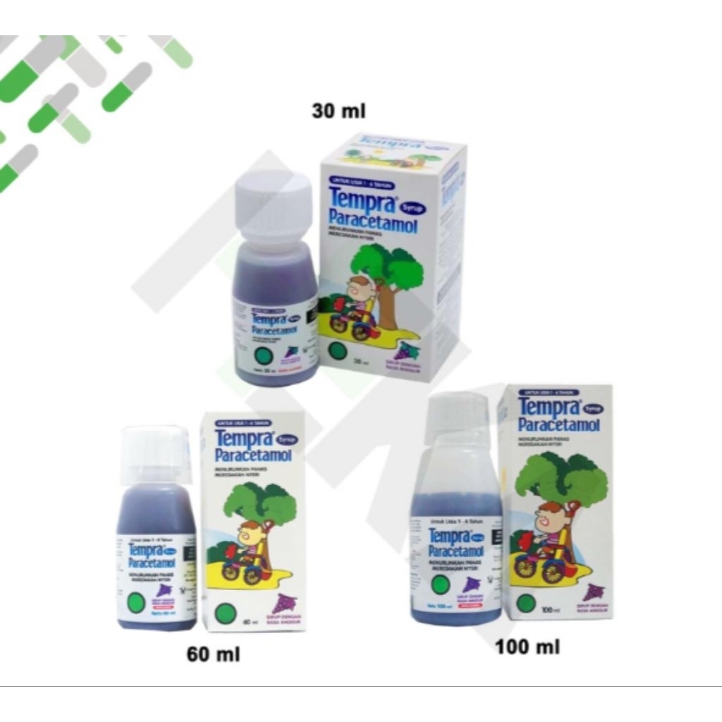 Tempra Sirup Rasa Anggur 100ml - Paracetamol 160mg/5ml, Meredakan Nyeri Ringan, Menurunkan Demam, Un