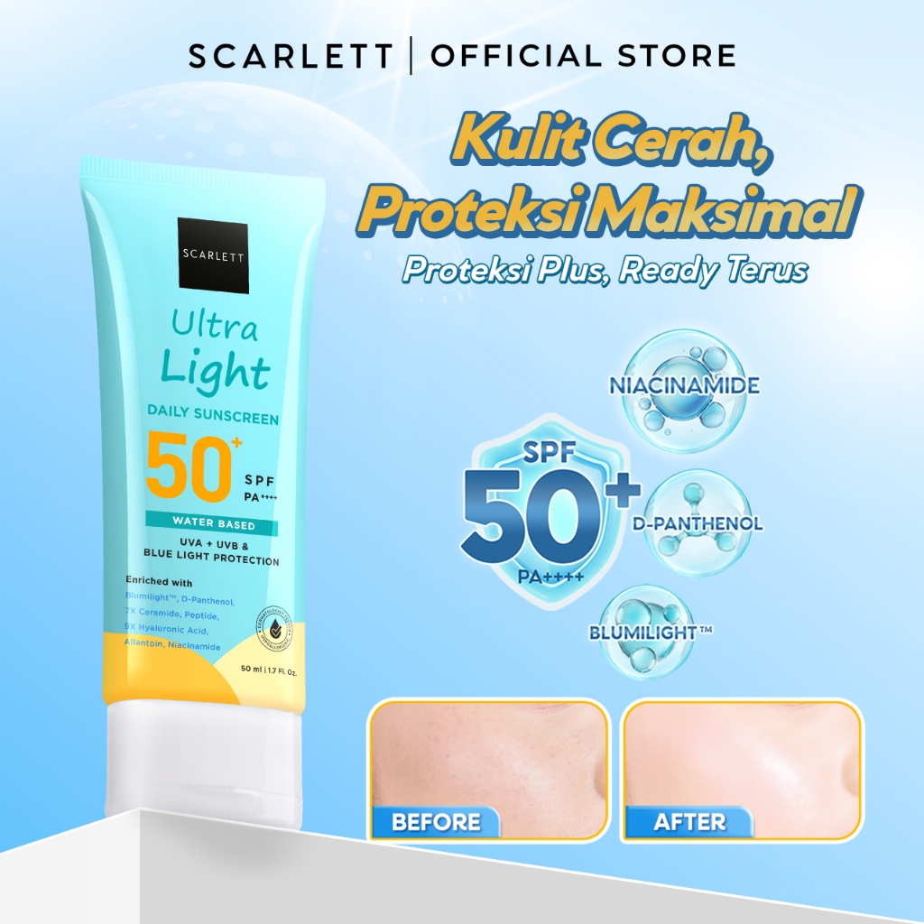 [Oily Skin Friendly] Ultra Light Daily Sunscreen SPF 50+ PA++++ [Water Based] Meresap 20an Detik (Su