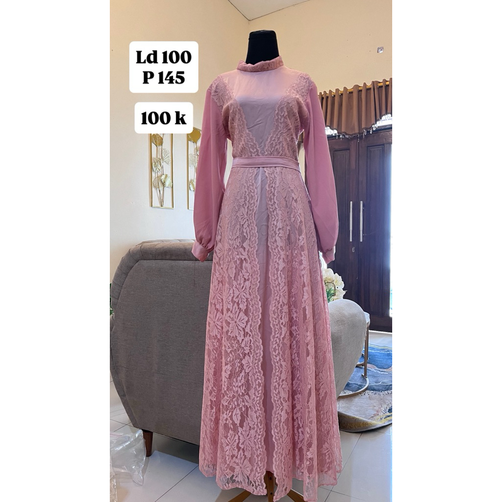 Gamis brokat pink