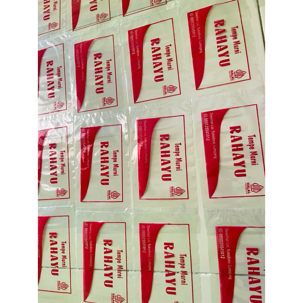 sablon plastik PP/PE kemasan tempe, tahu sutra, tahu susu kemasan 1 kg (15x27)
