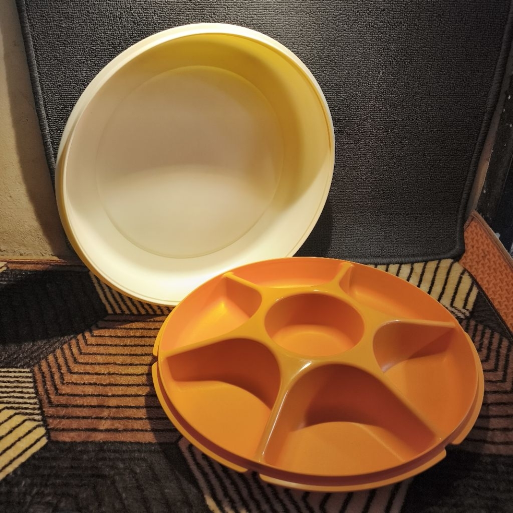 Large Serving Center Orange Prasmanan TANPA WADAH KECIL | Wadah Banyak Makanan| Tempat Penyimpanan |