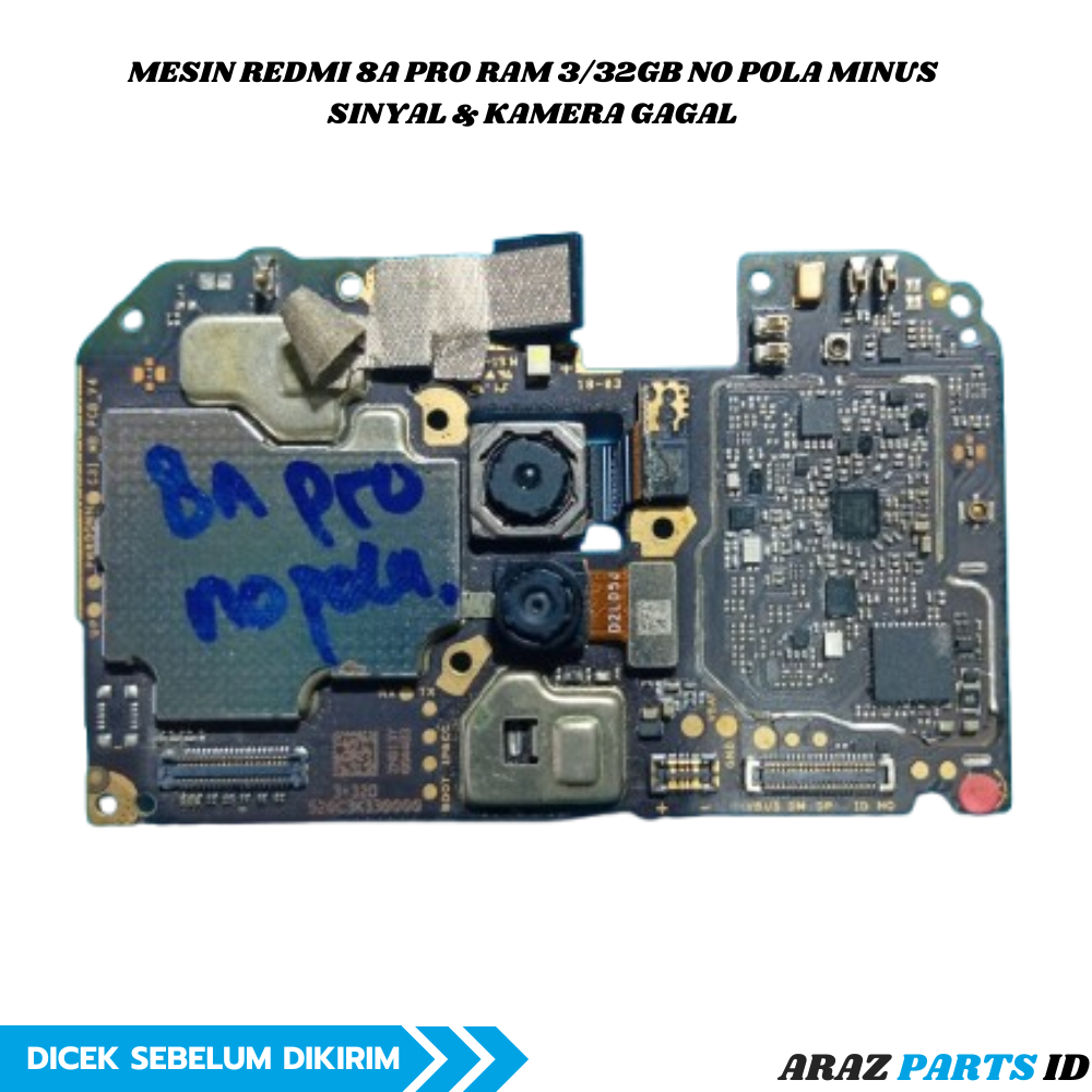 MESIN REDMI 8A PRO RAM 3/32GB NO POLA wifi only MINUS SINYAL & KAMERA GAGAL