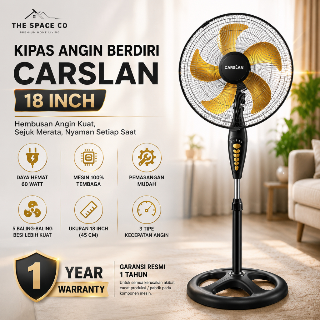 Kipas Angin Besi Tornado Jumbo Berdiri Stand Fan 18 Inch 5 Baling Kencang Hemat Daya Bergaransi