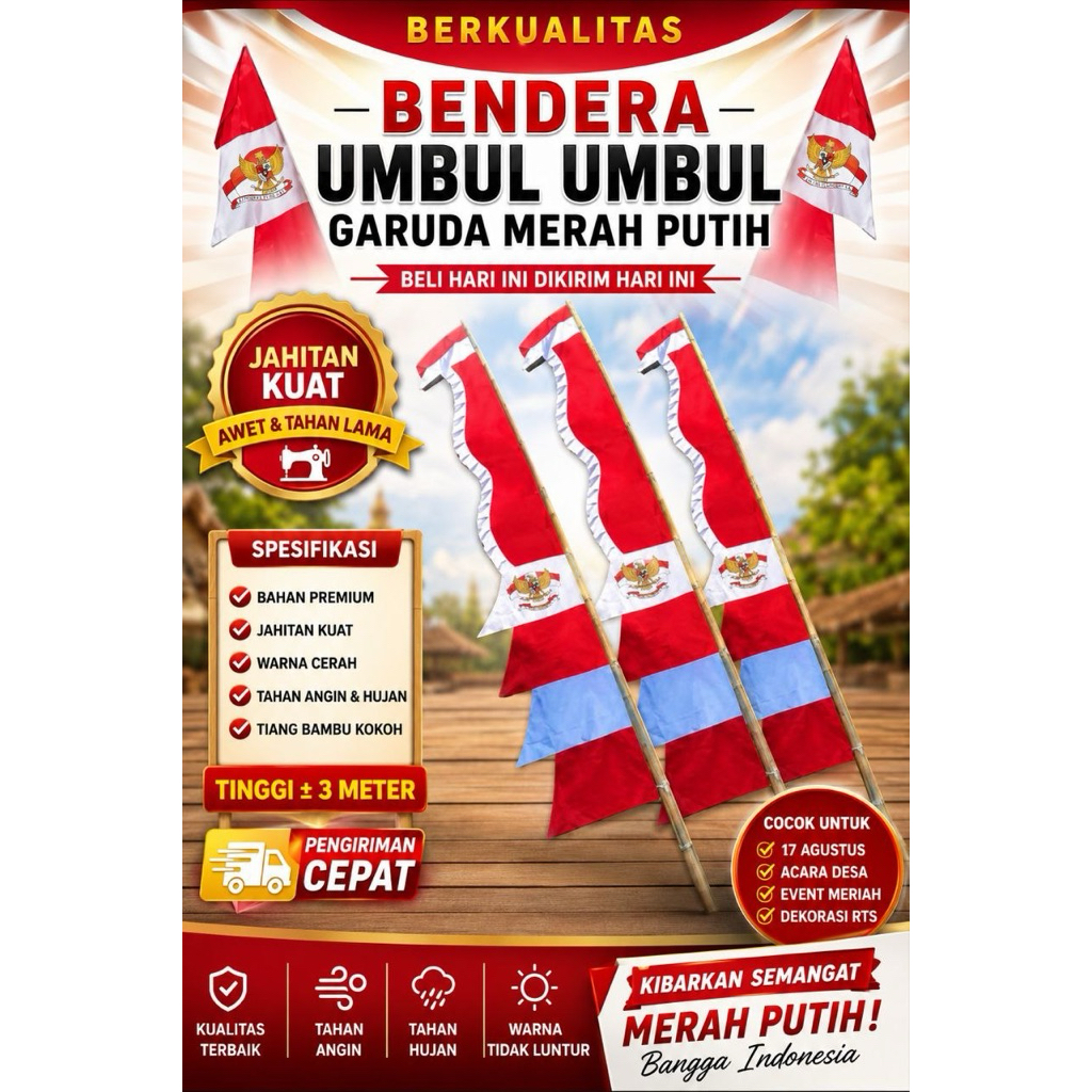 Bendera Umbul-Umbul Bendera 17 Agustusan /17 Agustus 1945 Upacara