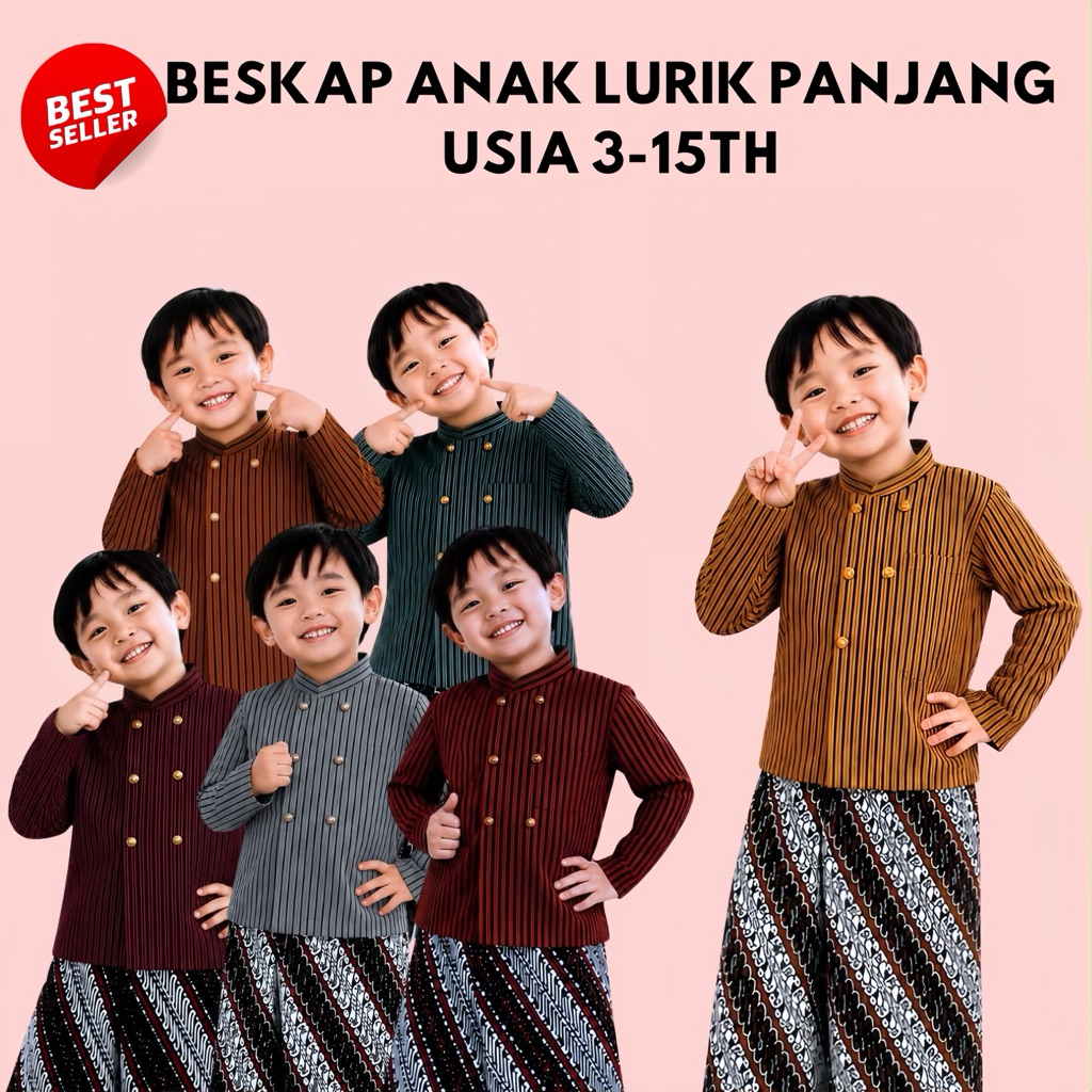 KEBAYA BESKAP ANAK LAKI LAKI KEBAYA BESKAP LURIK PREMIUM