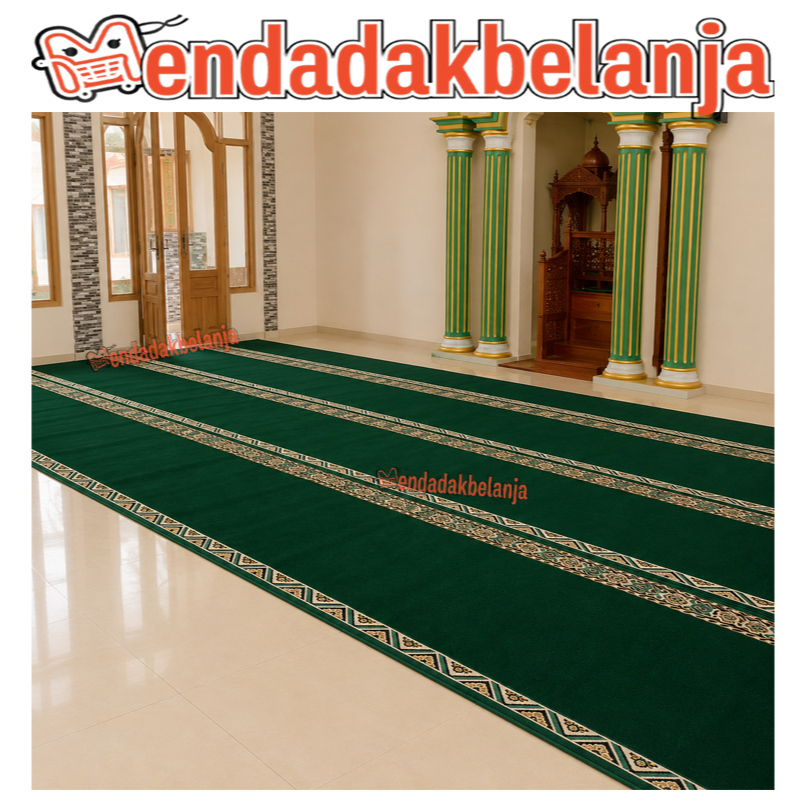 Karpet Sajadah Masjid Polos Hijau Bahan Tebal dan Empuk | mudah dibersihkan | mendadakbelanja