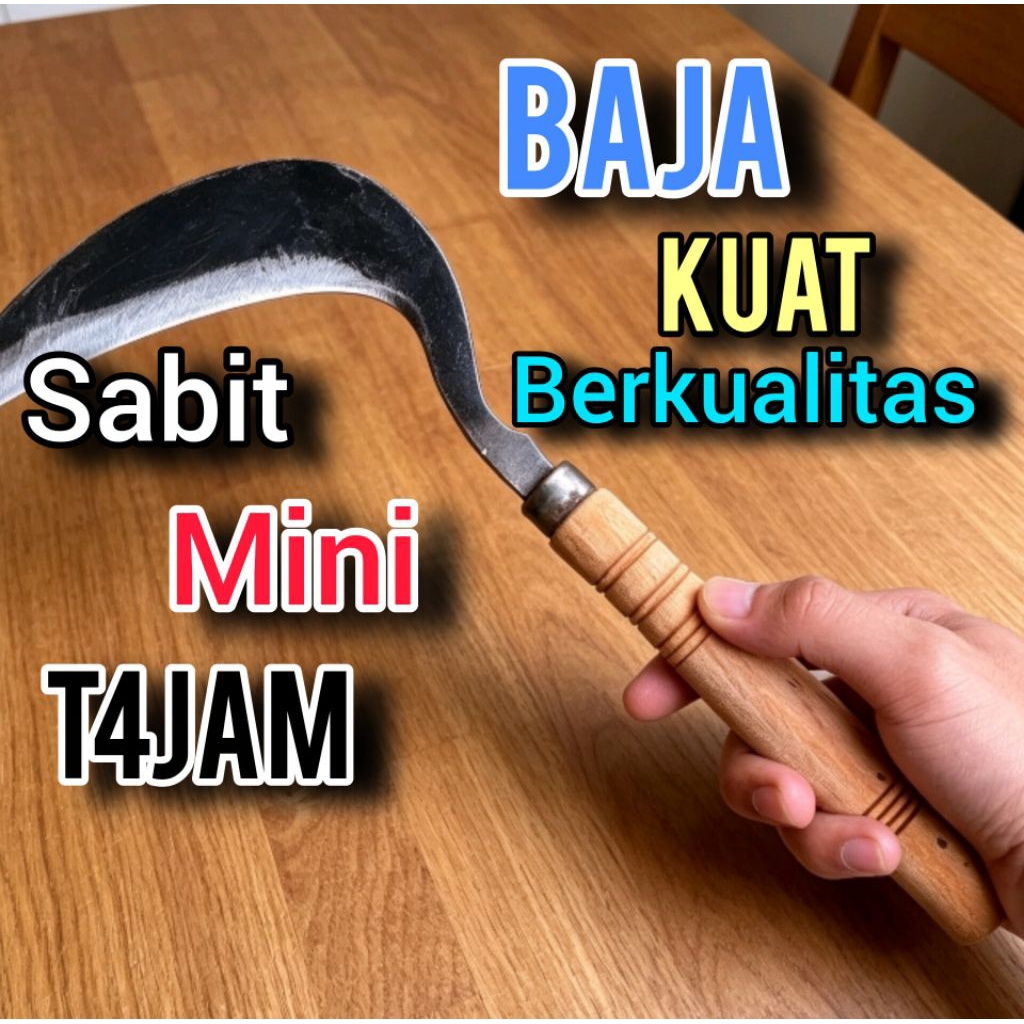 Sabit Aret Pengiritan Rumput mini Gagang Kayu Jati