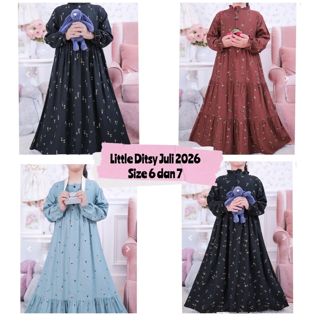 Gamis Ditsy / Little Ditsy Juli 2026 /Little Ditsy size 7 Little ditsy size 6/ Little Faeleen Powder