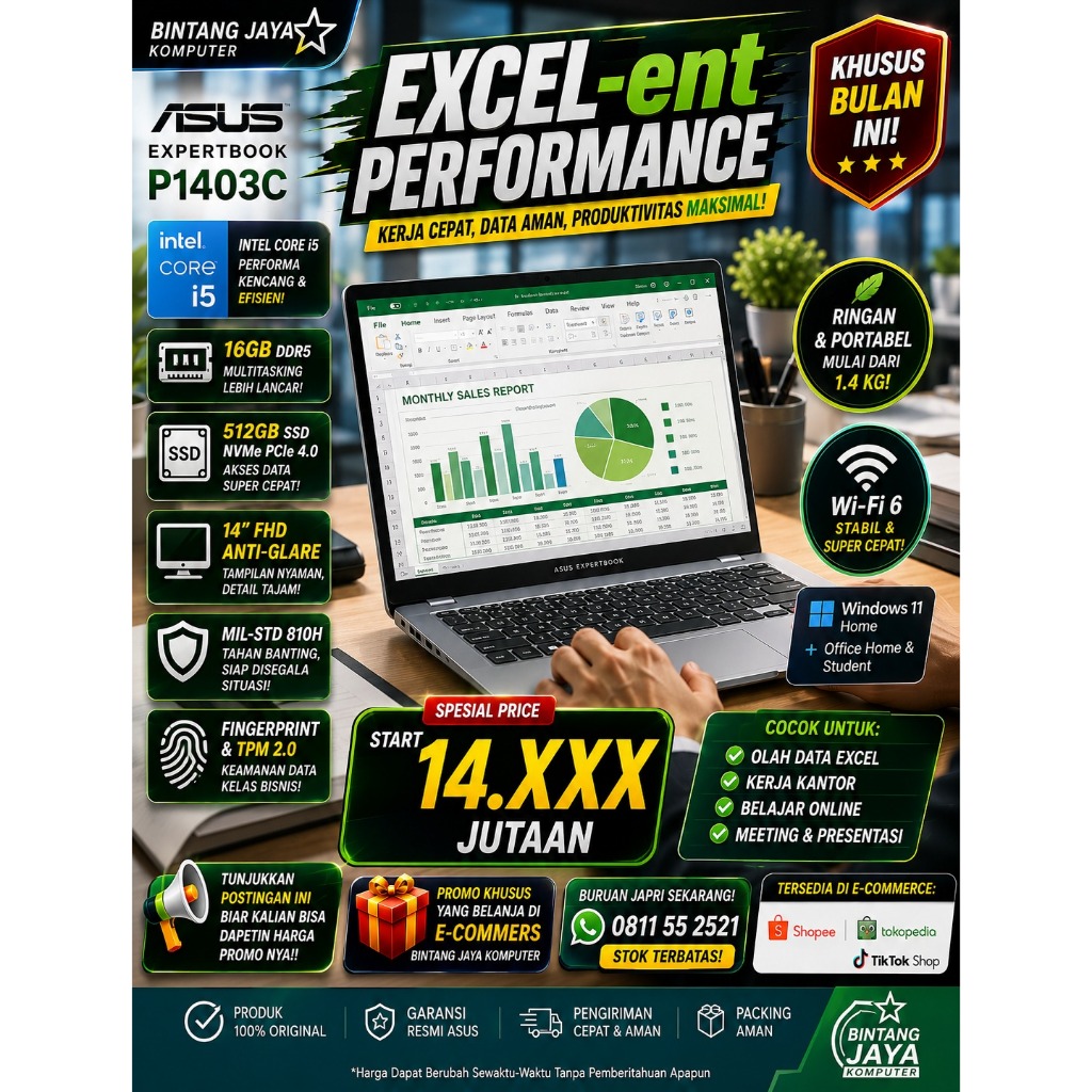 NOTEBOOK ASUS EXPERTBOOK P1403CVA I5 16/512/14"