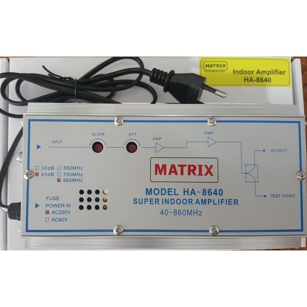 Matrix Booster Indoor HA 8640 40db Boster TV Kabel 220v Coaxial Kabel RG db HA8640