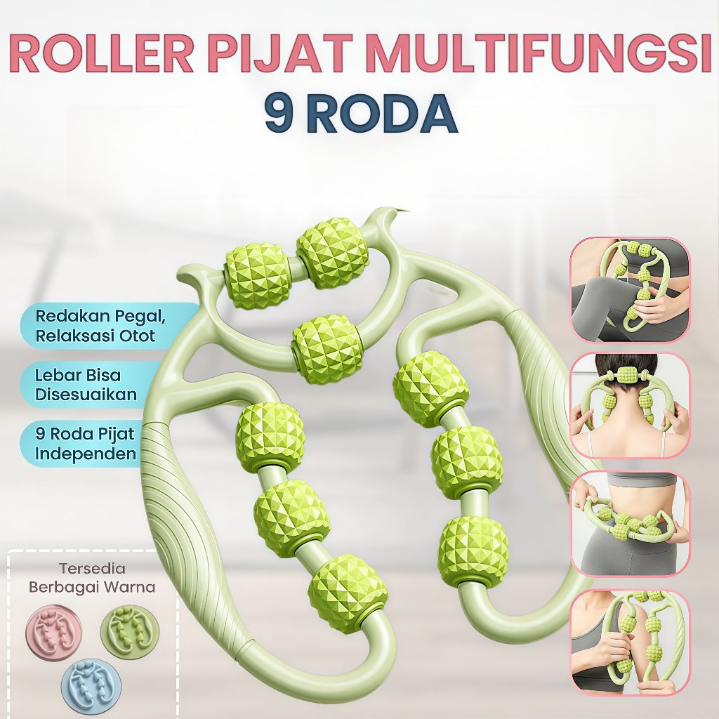 Pijat Betis Roda Alat Pijat Betis 9 Roda Manual Roller Relaksasi Betis Paha Lengan Tubuh Pereda Pega