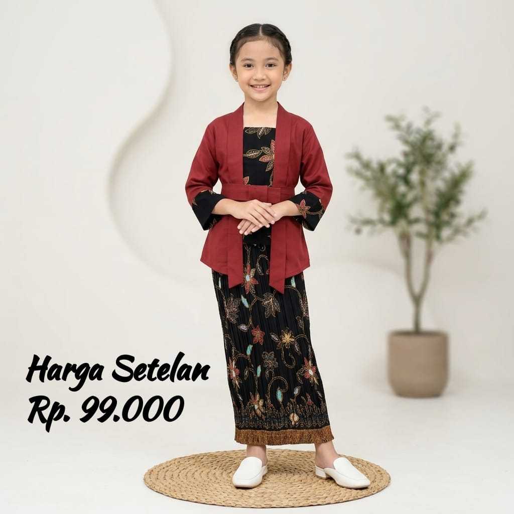 Promo Set Baju Kebaya Anak TK SD Payet Terbaru / Baju Kartini Anak / Kebaya Wisuda Selendang Anak